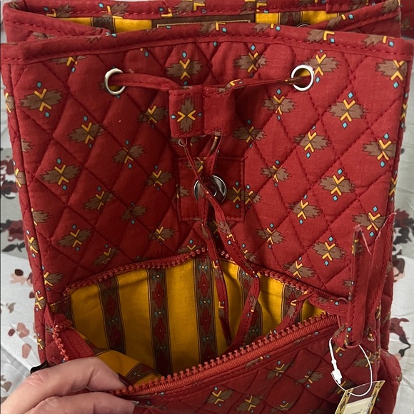 Embroidered Red Quilted Backpack - Picture 5 of 5